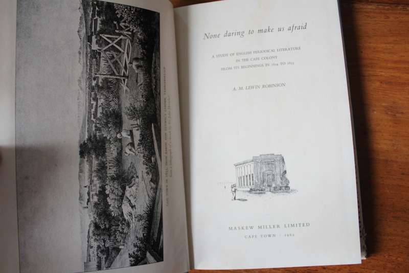 None daring to make us afraid. English literature of the Cape from 1824 to 1834