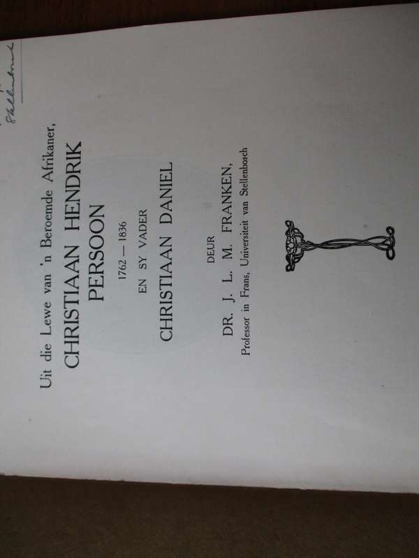 Annale van die Universiteit van Stellenbosch  J.L.M. Franken Jaargang XV, Reeks B (Oktober 1937)