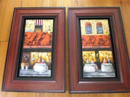 2 Original JUNE TUCKETT Bistro Oil Paintings. 300 X 600. Framed