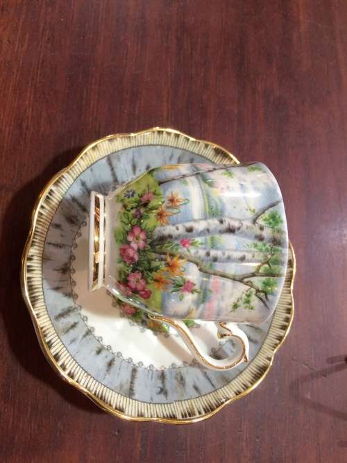 ROYAL ALBERT 'SILVER BIRCH' CUP AND SAUCER.
