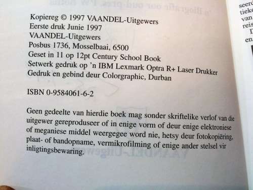 STEM UIT DIE WILDERNESS - DR. DAAN PRINSLOO (SIGNED BY PW BOTHA)