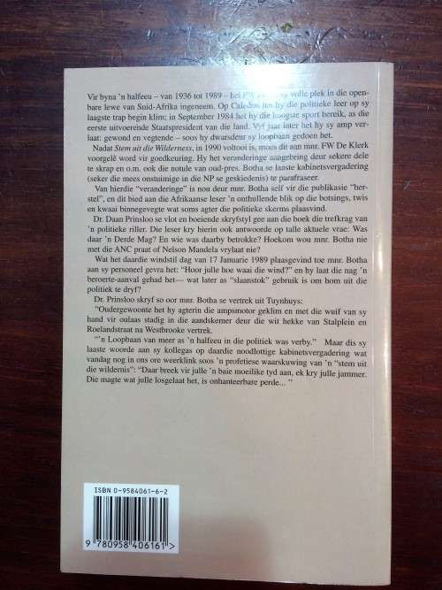 STEM UIT DIE WILDERNESS - DR. DAAN PRINSLOO (SIGNED BY PW BOTHA)