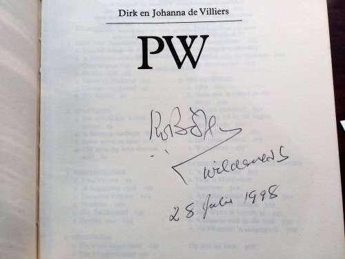 PW - DIRK EN JOHANNA DE VILLIERS (SIGNED BY PW BOTHA) plus  programme for Mr Botha's memorial