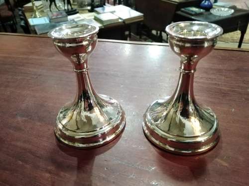 PAIR STERLING SILVER CANDLESTICKS B'HAM 1954
