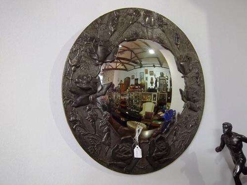 PEWTER CONVEX WALL MIRROR, EARLY 20th CENTURY