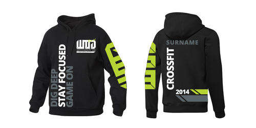 Crossfit Hoodie Mens from WODWEAR SA - Black / Grey Customise with your surname - ONLY R25 shipping