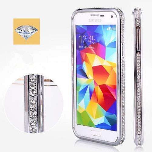 Galaxy S5 Case Diamond Crystal Rhinestone Bling Metal Silver