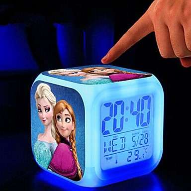 Frozen Elsa Anna Digital Alarm Clock LED Night Light