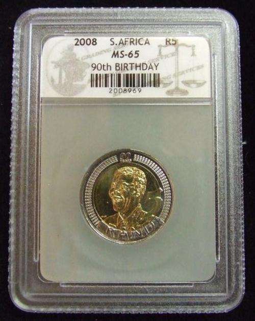 Mint State 65 Nelson Mandela 90th Birthday Coin.. Graded and Slabbed Year 2008