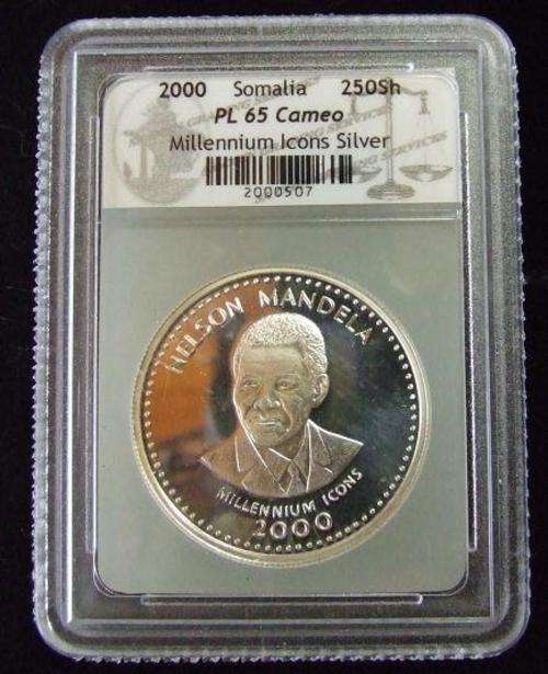 Nelson Mandela Millenium Icon Silver Year 2000 Somalia 250 Schillings ... Low Mintage