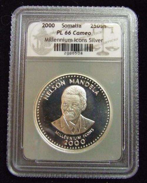 Nelson Mandela Millenium Icon Silver Year 2000 Somalia 250 Schillings ... Low Mintage