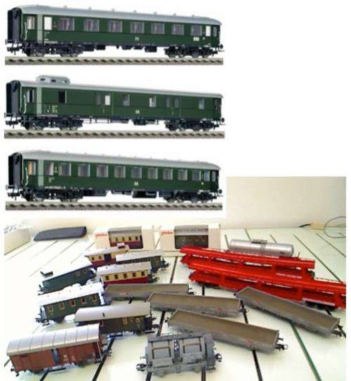 22 HO Marklin, Fleischmann and Roco - waggons, gondolas and cars