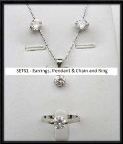 Sterling Silver Jewelry Set - Pristine Quality - Earrings, Ring, Pendant & Chain!!!