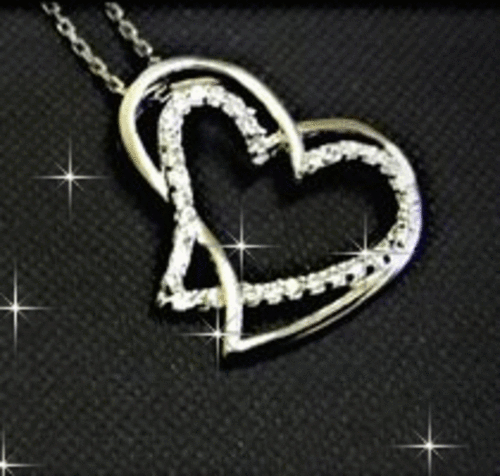 925 STERLING SILVER Double Heart Pendant with 17inch CHAIN (Value R350) IN STOCK