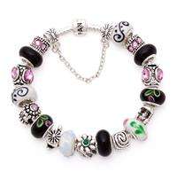 SPECIAL PRICE - 925 SILVER PANDORA BRACELET -BLACK 20cm