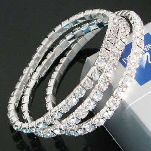 Sparkling Swarovski Crystal Stretch Bangle - 1 Row