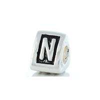 Letter N silver bead fit for most European style bracelets