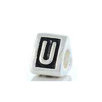 Letter U silver bead fit for most European style bracelets