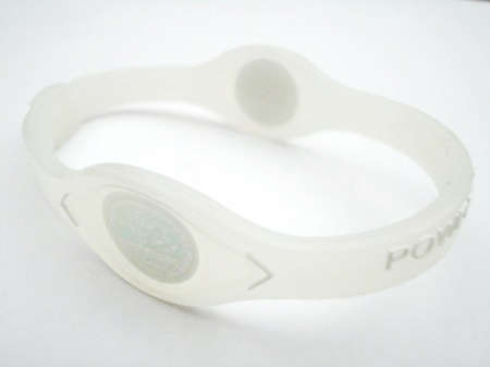 POWER BALANCE BRACELET 22cm (XL)  TRANSPARENT WITH WHITE LETTERING