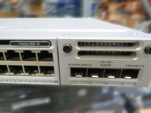 Cisco WS-C3850-24T-S, Catalyst 3850 L3 Switch , Dual PSU, + C3850-NM-4-1G