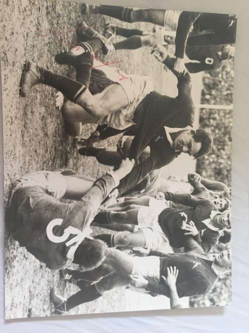 Autographed Frik Du Preez Picture Springboks vs France 1967 Newlands Test