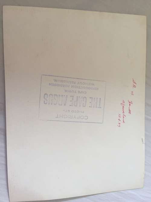 Autographed Frik Du Preez Picture Springboks vs France 1967 Newlands Test