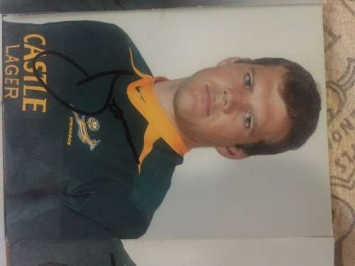 5 Springbok Rugby Players Autographs incl Bakkies Botha, Schalk Burger and Joe van Niekerk