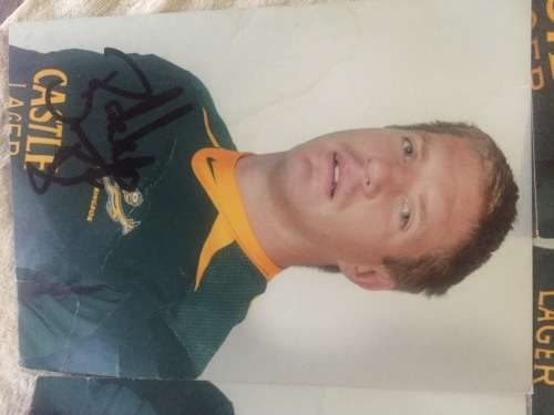 5 Springbok Rugby Players Autographs incl Bakkies Botha, Schalk Burger and Joe van Niekerk
