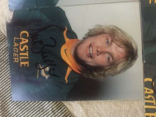 5 Springbok Rugby Players Autographs incl Bakkies Botha, Schalk Burger and Joe van Niekerk