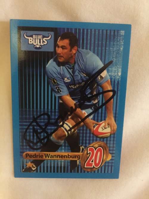 Autographed rugby card of Springbok and Bulls Pedrie Wannenburg
