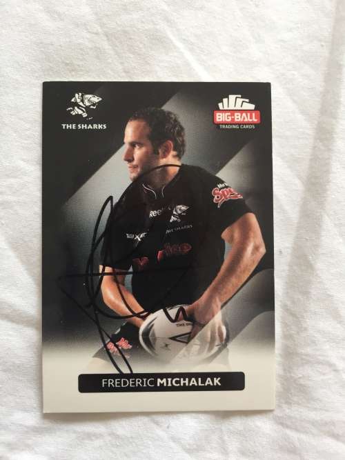 Autographed rugby card of French International and Shark Frederic Michalak