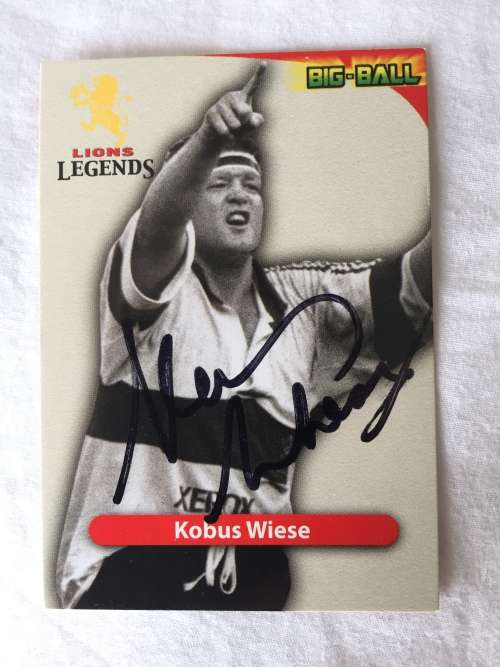 Autographed rugby card of Springbok Legend Kobus Wiese