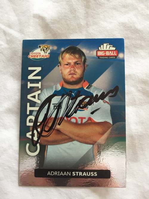 Autographed rugby card of Springbok Captain and Cheetahs Adriaan Strauss