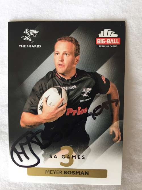 Autographed rugby card of Sharks And Cheetahs Meyer Bosman