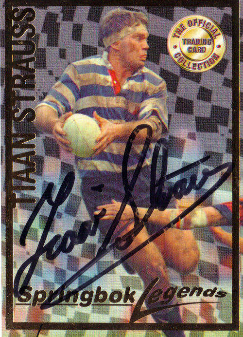 TIAAN STRAUSS AUTHENTIC SIGNED RUGBY CARD 1997 PANINI