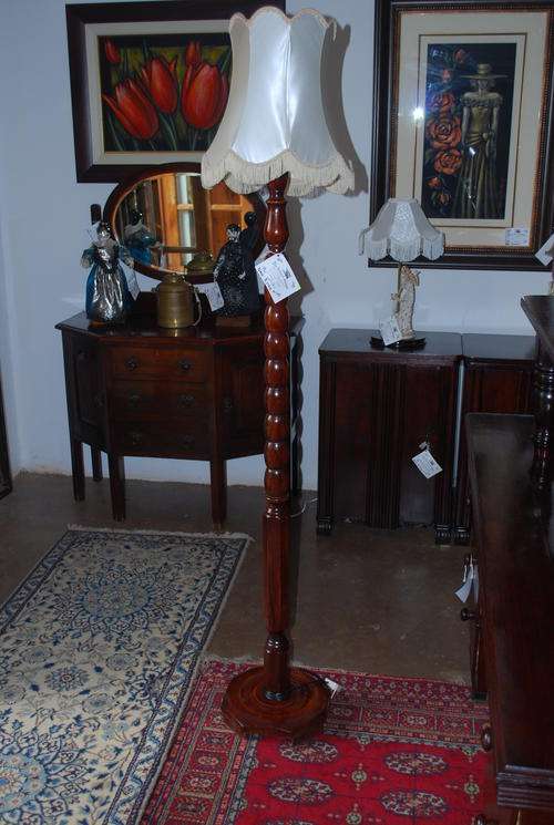 Wooden standing reading lamp