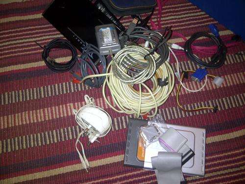 Box Full of PC cables, Switches, USB Hubs etc...