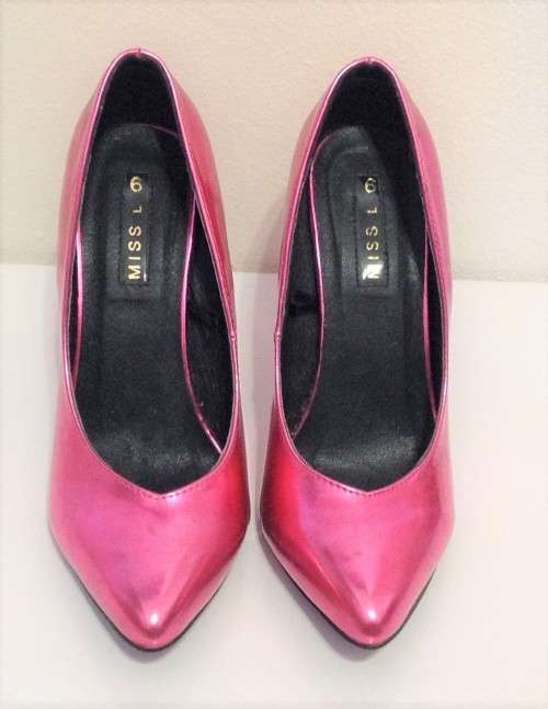 Ladies Satin Pink Pointed Heels Shoes Size 6