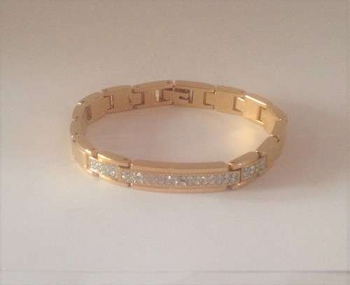 Original Tempo Crystal Gold and Silver Plated Watch and Bracelet Set