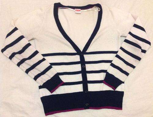 Sale Ladies White Striped Cardigan Size Small