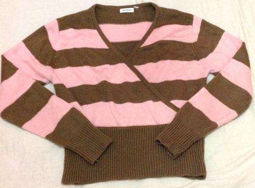Sale Ladies Pink and Brown Striped Jersey Size Small