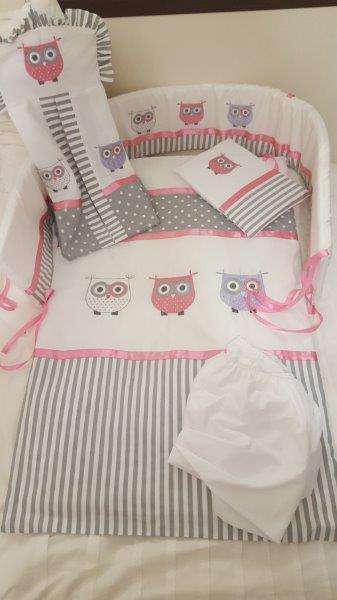 Baby Girl Owl 8 pc Duvet Set