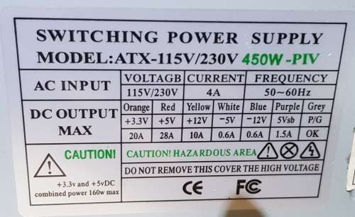 450w ATX Power Supply