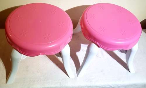 2 x Pink and White Stools
