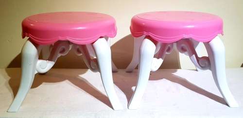 2 x Pink and White Stools
