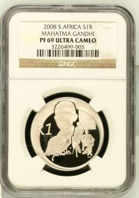 2008 GHANDI SILVER R1 - NGC GRADED PF69 ULTRA CAMEO