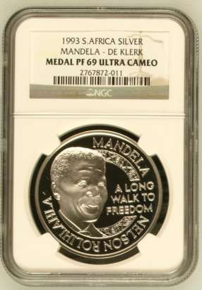 1993 MANDELA & DE KLERK SILVER R1 - PF69 ULTRA CAMEO