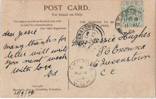 EXONXA 1906 on card from Germiston