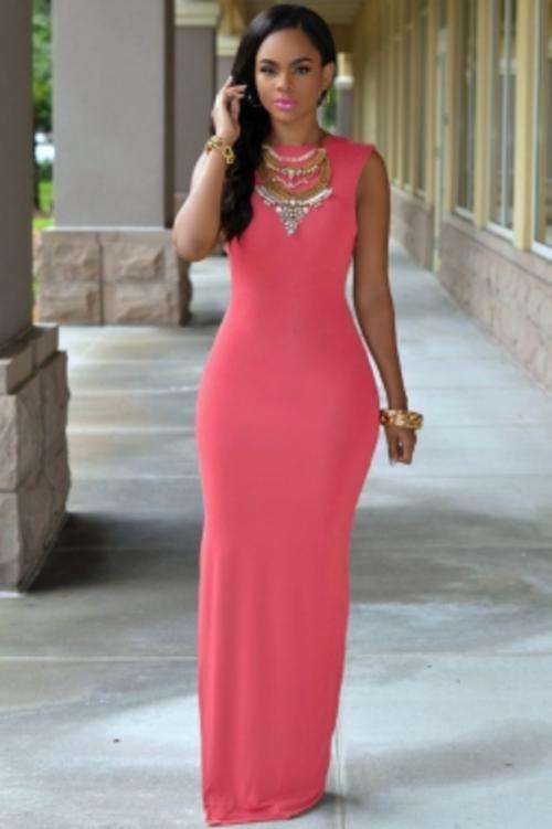 Black / Salmon / Army Green Sexy Silhouette Slit Evening Dress