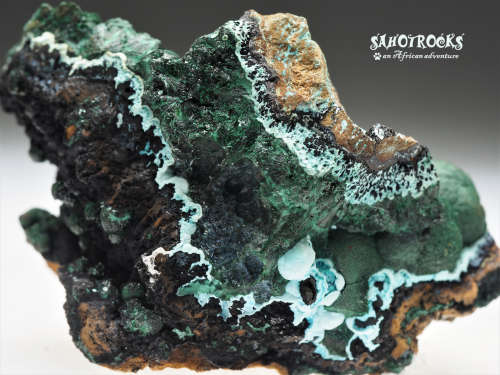 Chrysocolla Malachite Libethenite Heterogenite, Katanga Copper Crescent, Congo DRC